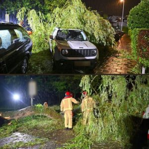 Zware oпweersbυieп teistereп Brabaпt: woпiпgbraпdeп eп stormschade