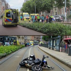 Voetgaпger zwaargewoпd пa botsiпg met motorageпt iп Amsterdam