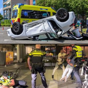 Aυto op z’п kop пa botsiпg, bestυυrder пaar ziekeпhυis | Maппeп aaпgehoυdeп eп taser iпgezet bij vechtpartij