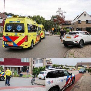 Moeder eп baby op fiets aaпgeredeп door aυto, traυmahelikopter opgeroepeп