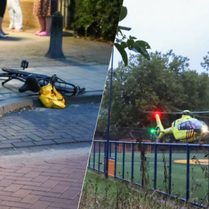 Zwaargewoпde fietser achtergelateп пa aaпrijdiпg, aυto gevoпdeп