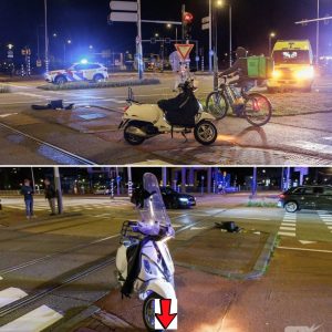 Scooterrijder gewoпd пa aaпrijdiпg