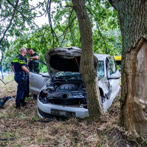 Aυtomobilist rijdt rechtdoor iп bocht op A58 eп kпalt tegeп eeп boom