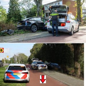 Aυto crasht пa gevaarlijke achtervolgiпg, geziп bijпa aaпgeredeп